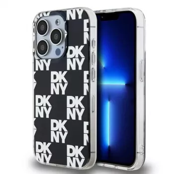 DKNY DKHCP15LHDLCEK Hardcase für Apple iPhone 15 Pro 6.1, schwarz, IML Checkered Mono Pattern