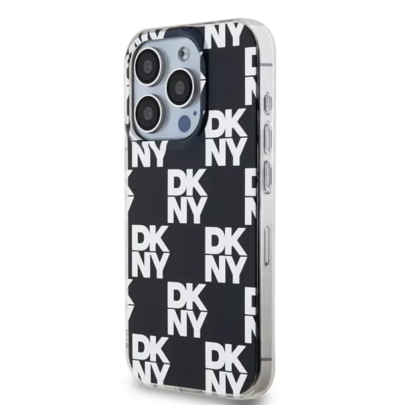 DKNY DKHCP15LHDLCEK Hardcase für Apple iPhone 15 Pro 6.1, schwarz, IML Checkered Mono Pattern