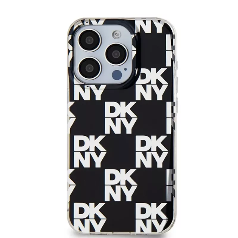 DKNY DKHCP15LHDLCEK Hardcase für Apple iPhone 15 Pro 6.1, schwarz, IML Checkered Mono Pattern