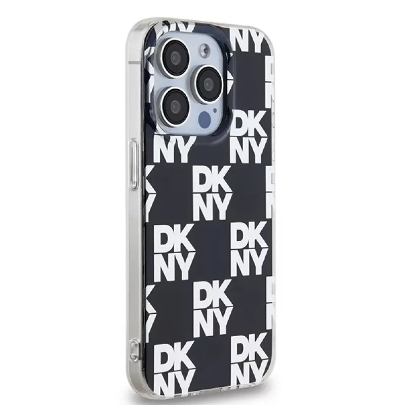 DKNY DKHCP15LHDLCEK Hardcase für Apple iPhone 15 Pro 6.1, schwarz, IML Checkered Mono Pattern