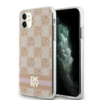 DKNY DKHMN61HCPTSP Hard Case für iPhone 11 / XR 6,1 inch Pink Checkered Mono Pattern & Printed Stripes MagSafe