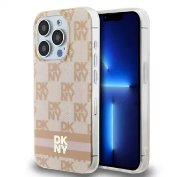 DKNY DKHMP13XHCPTSP Hard Case für Apple iPhone 13 Pro Max 6,7 inch Pink Checkered Mono Pattern & Printed Stripes MagSafe