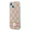DKNY DKHMP15SHCPTSP Hardcase für iPhone 15 / 14 / 13 6,1 inch Pink Checkered Mono Pattern & Printed Stripes MagSafe