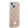 DKNY DKHMP15SHCPTSP Hardcase für iPhone 15 / 14 / 13 6,1 inch Pink Checkered Mono Pattern & Printed Stripes MagSafe