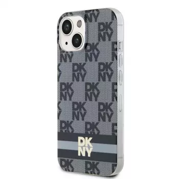 DKNY DKHMP15MHCPTSK Hardcase für iPhone 15 Plus / 14 Plus 6,7 inch Schwarz Karo-Mono-Muster & bedruckte Streifen MagSafe