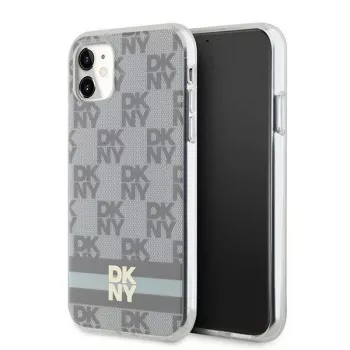 DKNY DKHMN61HCPTSE Hard Case für Apple iPhone 11 / XR 6,1 inch - Beige Karo-Mono-Muster & bedruckte Streifen MagSafe