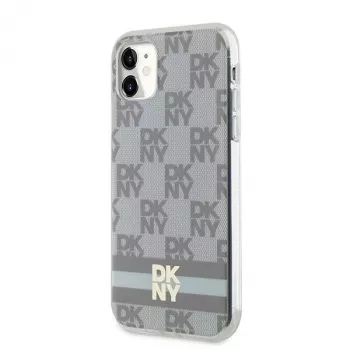 DKNY DKHMN61HCPTSE Hard Case für Apple iPhone 11 / XR 6,1 inch - Beige Karo-Mono-Muster & bedruckte Streifen MagSafe