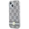 DKNY DKHMP14SHCPTSE Hard Case für iPhone 14/15/13 6,1 inch Beige Checkered Mono Pattern & Printed Stripes MagSafe