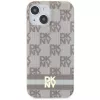 DKNY DKHMP14SHCPTSE Hard Case für iPhone 14/15/13 6,1 inch Beige Checkered Mono Pattern & Printed Stripes MagSafe