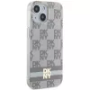 DKNY DKHMP14SHCPTSE Hard Case für iPhone 14/15/13 6,1 inch Beige Checkered Mono Pattern & Printed Stripes MagSafe