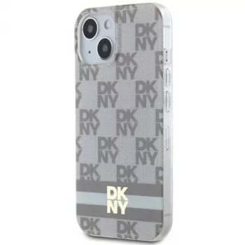 DKNY DKHMP15MHCPTSE Hard Case für iPhone 15 Plus / 14 Plus 6,7 inch Beige Karo-Monochrom-Muster & bedruckte Streifen MagSafe