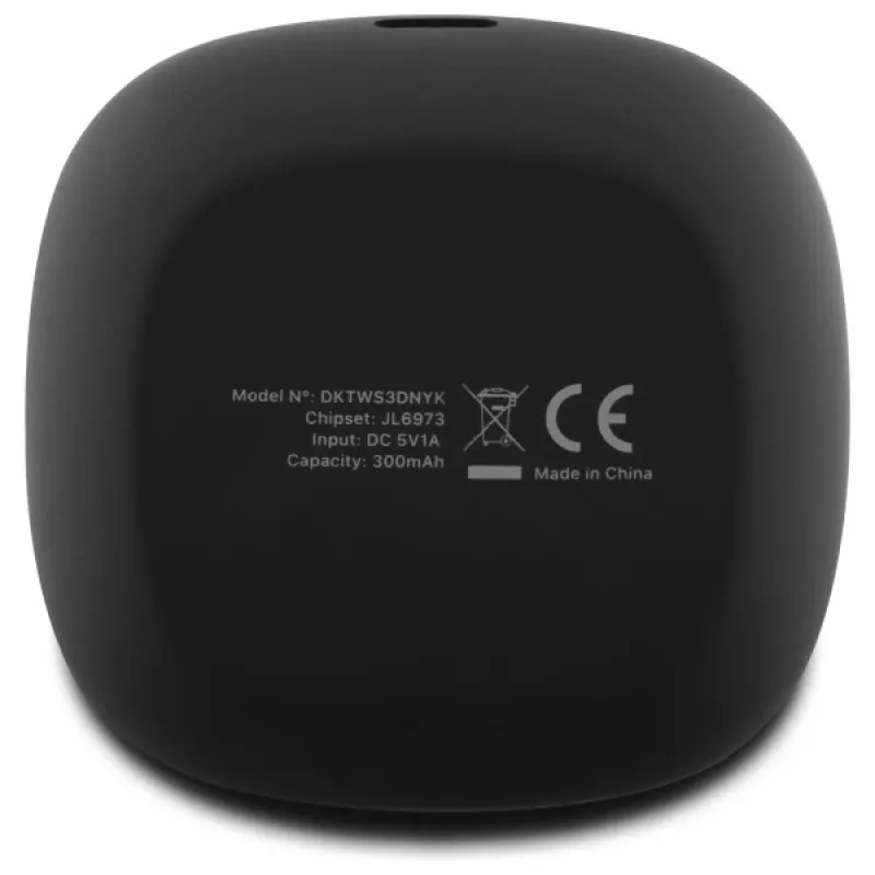 DKNY DKTWS3DNYAK Bluetooth-TWS-In-Ear-Kopfhörer mit Ladeetui, Gummi-Matt-Finish, Schwarz