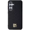 DKNY DKHMS24SPSHRPSK Hardcase Lederoptik Metall-Logo MagSafe für Samsung Galaxy S24, Schwarz