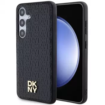 DKNY DKHMS24MPSHRPSK S24+ S926 Black Hardcase Leather Pattern Metal Logo MagSafe für Samsung Galaxy S24+