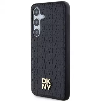 DKNY DKHMS24MPSHRPSK S24+ S926 Black Hardcase Leather Pattern Metal Logo MagSafe für Samsung Galaxy S24+