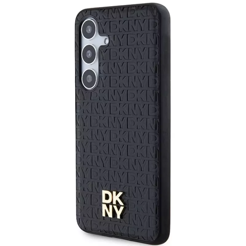DKNY DKHMS24MPSHRPSK S24+ S926 Black Hardcase Leather Pattern Metal Logo MagSafe für Samsung Galaxy S24+