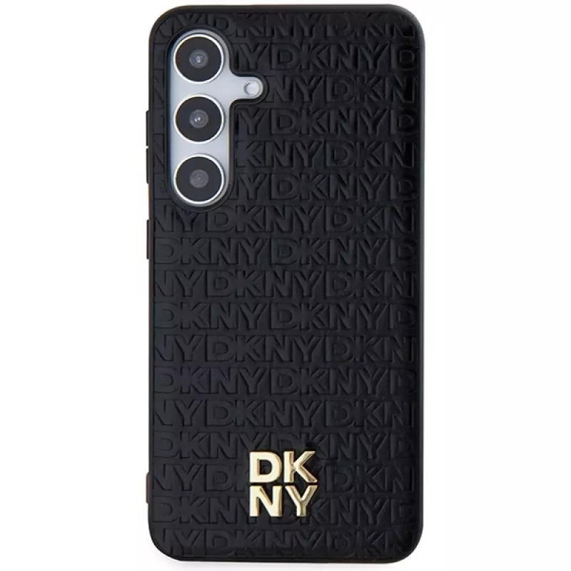DKNY DKHMS24MPSHRPSK S24+ S926 Black Hardcase Leather Pattern Metal Logo MagSafe für Samsung Galaxy S24+