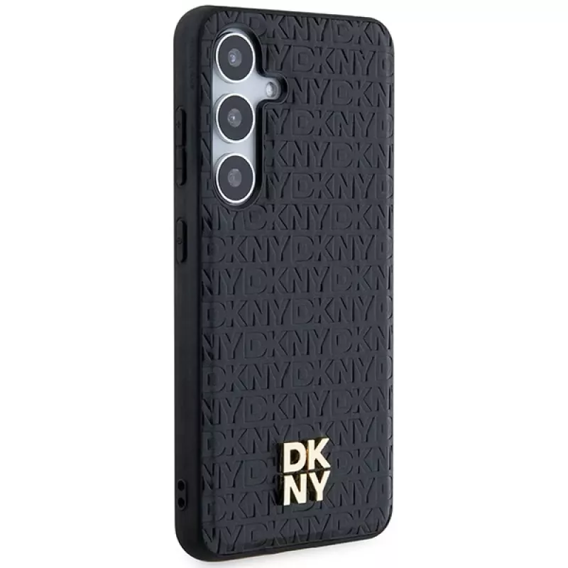 DKNY DKHMS24MPSHRPSK S24+ S926 Black Hardcase Leather Pattern Metal Logo MagSafe für Samsung Galaxy S24+
