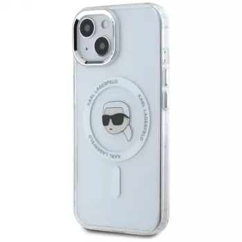 KARL LAGERFELD IML Metal Karl Head MagSafe Case für Apple iPhone 15 - Weiß