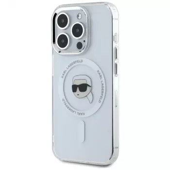 KARL LAGERFELD IML Metal Karl Head MagSafe Case für Apple iPhone 15 Pro, Weiß