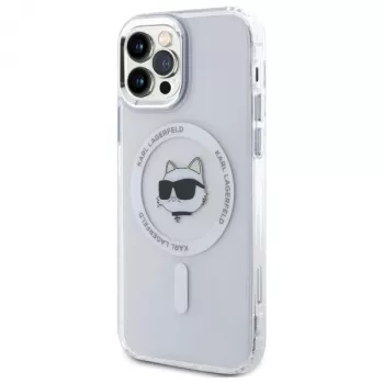 Karl Lagerfeld KLHMP12MHLSCHH Hardcase für iPhone 12/12 Pro 6,1 inch Weiß IML Metall Choupette Kopf MagSafe