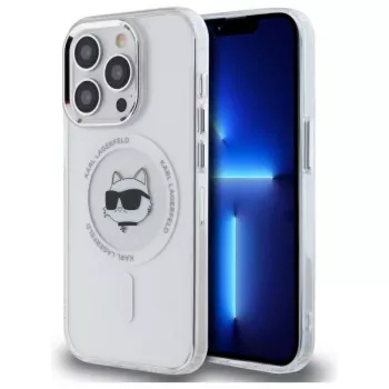 Karl Lagerfeld KLHMP13LHLSCHH iPhone 13 Pro 6.1 Hardcase IML Metal Choupette Head MagSafe White