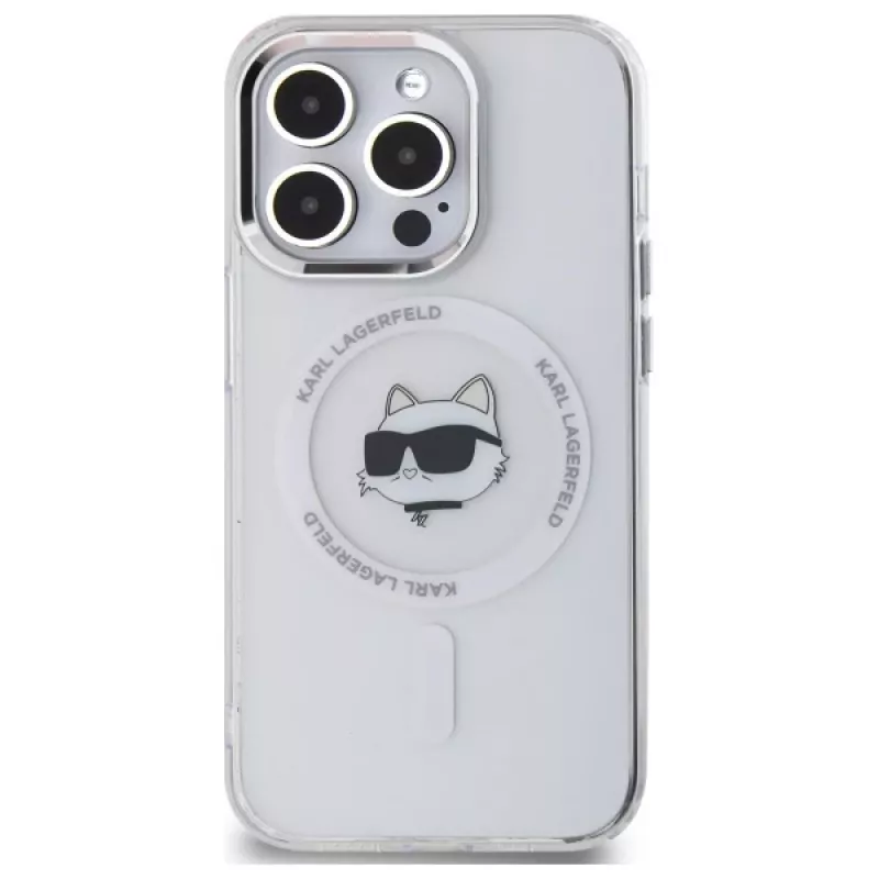 Karl Lagerfeld KLHMP13LHLSCHH iPhone 13 Pro 6.1 Hardcase IML Metal Choupette Head MagSafe White