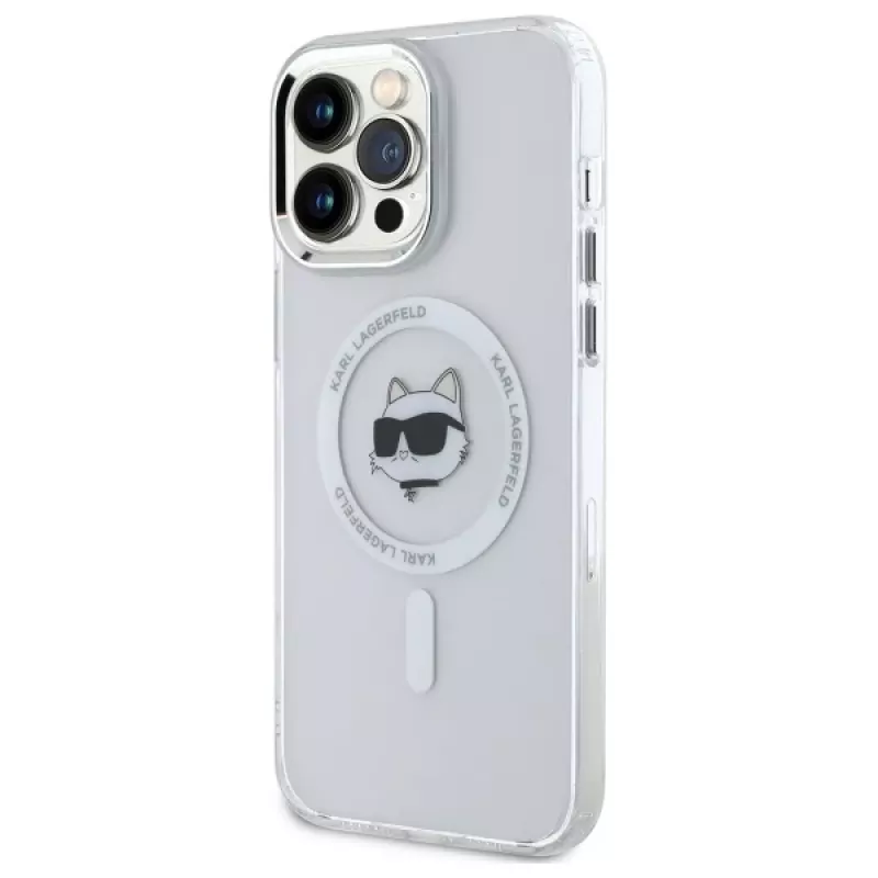 Karl Lagerfeld KLHMP13XHLSCHH iPhone 13 Pro Max 6,7 inch Weiße Hardcase IML Metal Choupette Head MagSafe