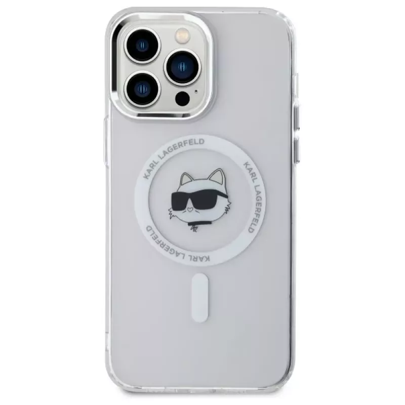 Karl Lagerfeld KLHMP13XHLSCHH iPhone 13 Pro Max 6,7 inch Weiße Hardcase IML Metal Choupette Head MagSafe