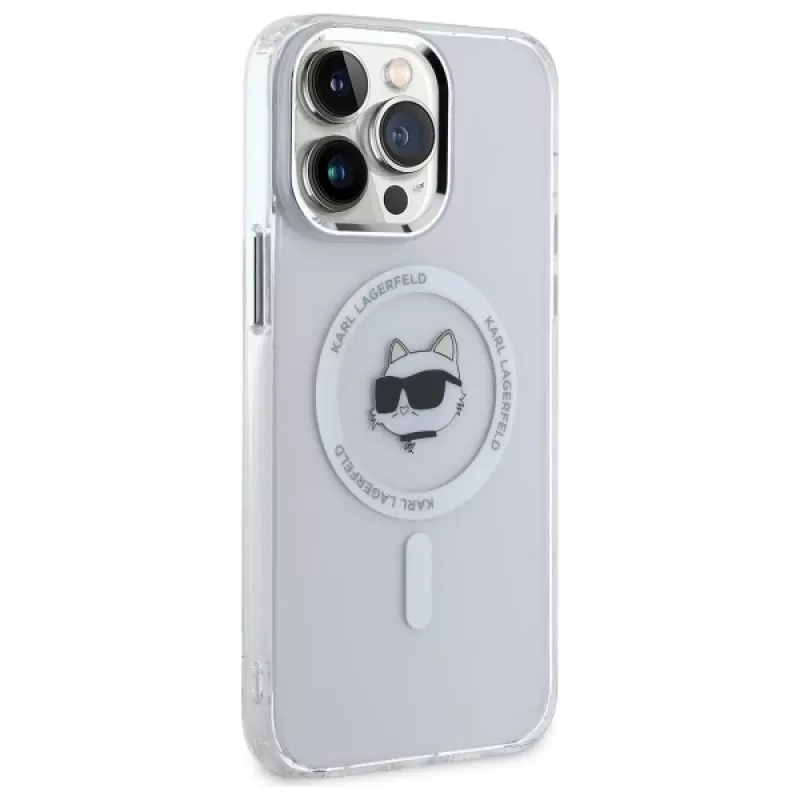 Karl Lagerfeld KLHMP13XHLSCHH iPhone 13 Pro Max 6,7 inch Weiße Hardcase IML Metal Choupette Head MagSafe