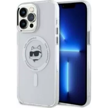 Karl Lagerfeld KLHMP14XHLSCHH iPhone 14 Pro Max 6,7 inch Weiße Hardcase IML Metal Choupette Head MagSafe