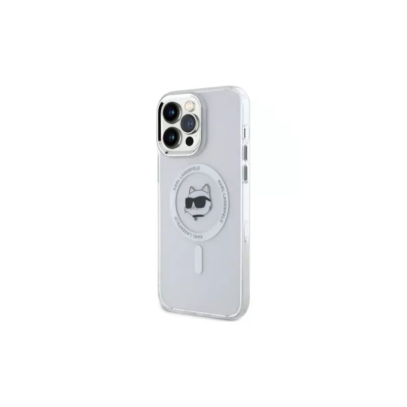 Karl Lagerfeld KLHMP14XHLSCHH iPhone 14 Pro Max 6,7 inch Weiße Hardcase IML Metal Choupette Head MagSafe