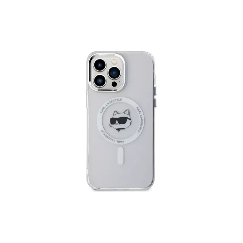 Karl Lagerfeld KLHMP14XHLSCHH iPhone 14 Pro Max 6,7 inch Weiße Hardcase IML Metal Choupette Head MagSafe