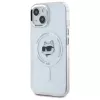 Karl Lagerfeld KLHMP15SHLSCHH iPhone 15 6,1 inch Weiße Hardcase IML Metall Choupette Head MagSafe