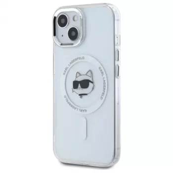 Karl Lagerfeld KLHMP15MHLSCHH Hardcase für Apple iPhone 15 Plus 6,7 inch Weiß IML Metal Choupette Head MagSafe