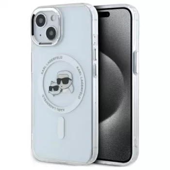 Karl Lagerfeld KLHMP14SHLSKCH Hardcase für Apple iPhone 14 6,1 inch Weiß IML Metall Karl & Choupette Head MagSafe