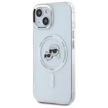 Karl Lagerfeld KLHMP14SHLSKCH Hardcase für Apple iPhone 14 6,1 inch Weiß IML Metall Karl & Choupette Head MagSafe
