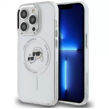 Karl Lagerfeld KLHMP14LHLSKCH iPhone 14 Pro 6.1 Hardcase IML Metal Karl & Choupette Head MagSafe White