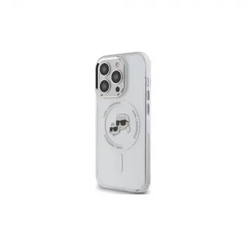 Karl Lagerfeld KLHMP14XHLSKCH Hardcase IML Metal Karl & Choupette Head MagSafe für iPhone 14 Pro Max 6,7 inch Weiß