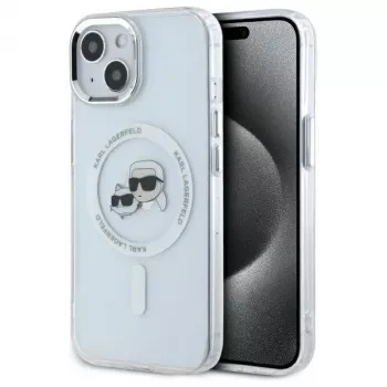 Karl Lagerfeld KLHMP15SHLSKCH Hardcase für Apple iPhone 15 6,1 inch Weiß Karl & Choupette Head MagSafe