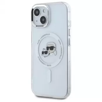 Karl Lagerfeld KLHMP15SHLSKCH Hardcase für Apple iPhone 15 6,1 inch Weiß Karl & Choupette Head MagSafe