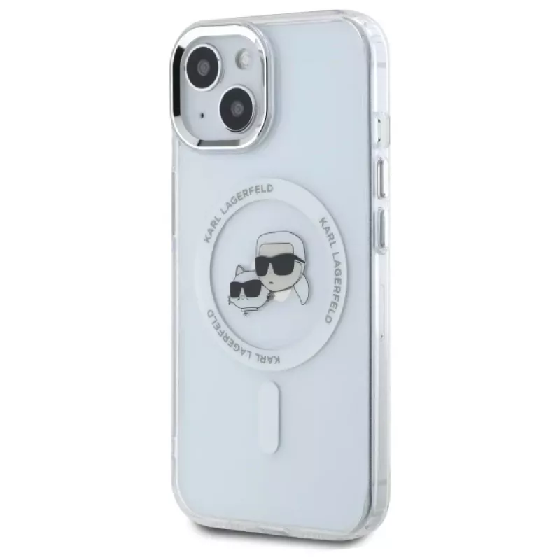 Karl Lagerfeld KLHMP15SHLSKCH Hardcase für Apple iPhone 15 6,1 inch Weiß Karl & Choupette Head MagSafe
