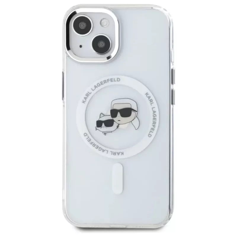 Karl Lagerfeld KLHMP15SHLSKCH Hardcase für Apple iPhone 15 6,1 inch Weiß Karl & Choupette Head MagSafe