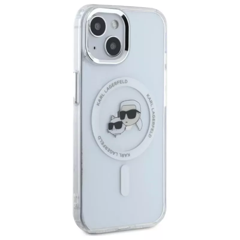 Karl Lagerfeld KLHMP15SHLSKCH Hardcase für Apple iPhone 15 6,1 inch Weiß Karl & Choupette Head MagSafe