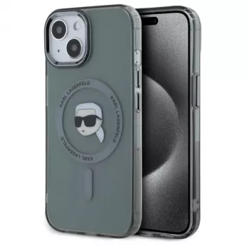 Karl Lagerfeld KLHMP15SHLSKIK Hardcase IML Metal Karl Head MagSafe für Apple iPhone 15 6,1 inch Schwarz