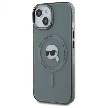Karl Lagerfeld KLHMP15SHLSKIK Hardcase IML Metal Karl Head MagSafe für Apple iPhone 15 6,1 inch Schwarz