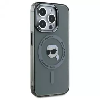 Karl Lagerfeld KLHMP15LHLSKIK Hardcase für Apple iPhone 15 Pro 6,1 inch Schwarz IML Metal Karl Head MagSafe