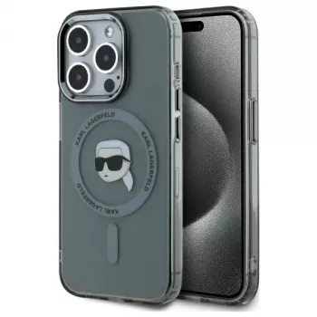 Karl Lagerfeld KLHMP15XHLSKIK Hardcase IML Metal Karl Head MagSafe für iPhone 15 Pro Max 6,7 inch Schwarz