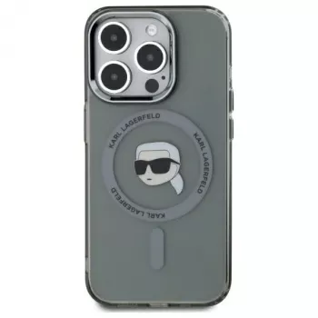 Karl Lagerfeld KLHMP15XHLSKIK Hardcase IML Metal Karl Head MagSafe für iPhone 15 Pro Max 6,7 inch Schwarz