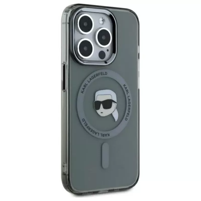 Karl Lagerfeld KLHMP15XHLSKIK Hardcase IML Metal Karl Head MagSafe für iPhone 15 Pro Max 6,7 inch Schwarz